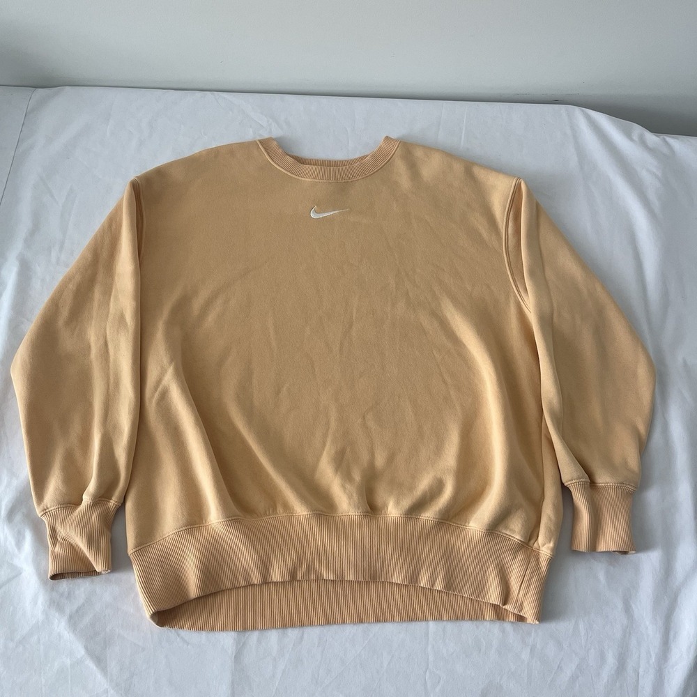 Nike Womens Phoenix Fleece Oversized Peach Crewneck Sweatshirt S Center Swoosh